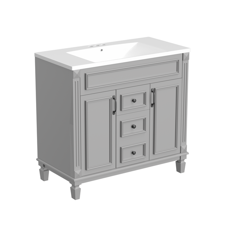 36'' Bathroom Vanity with Top Sink, Modern Bathroom Storage Cabinet with 2 Soft Closing Doors and 2 Drawers, Single Sink Bathroo