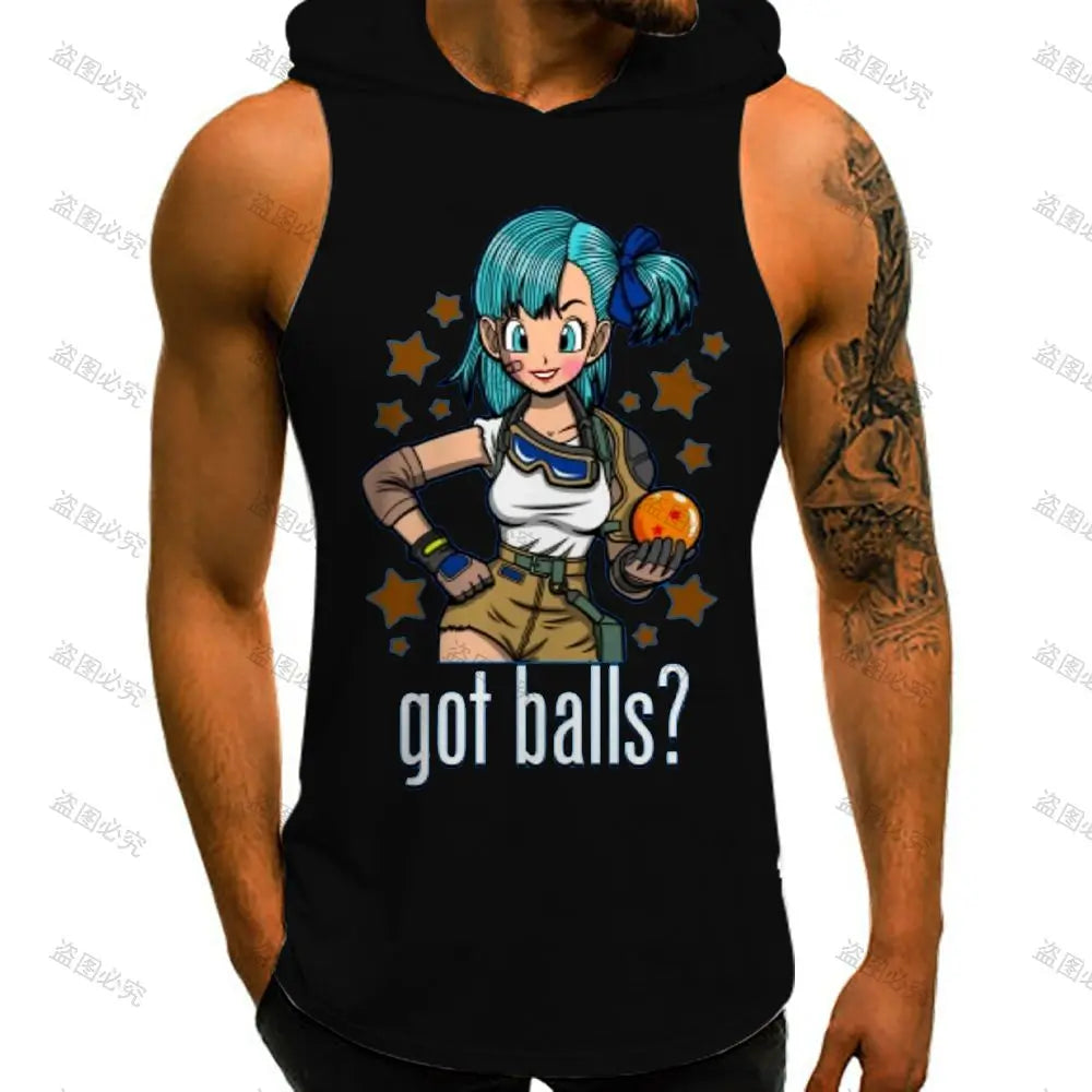 Dragon Ball Z Super Saiyan Vest With Hood Goku Men Tank Top Anime Men's Clothes Trend Streetwear New Sleeveless Vests Fashion