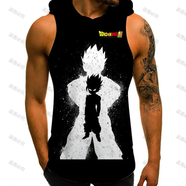 Men Tank Top Dragon Ball Z Mens Muscle Vest With Hood Y2k Clothes Sleeveless Gym Shirt New Trend High Street Bodybuilding 2022