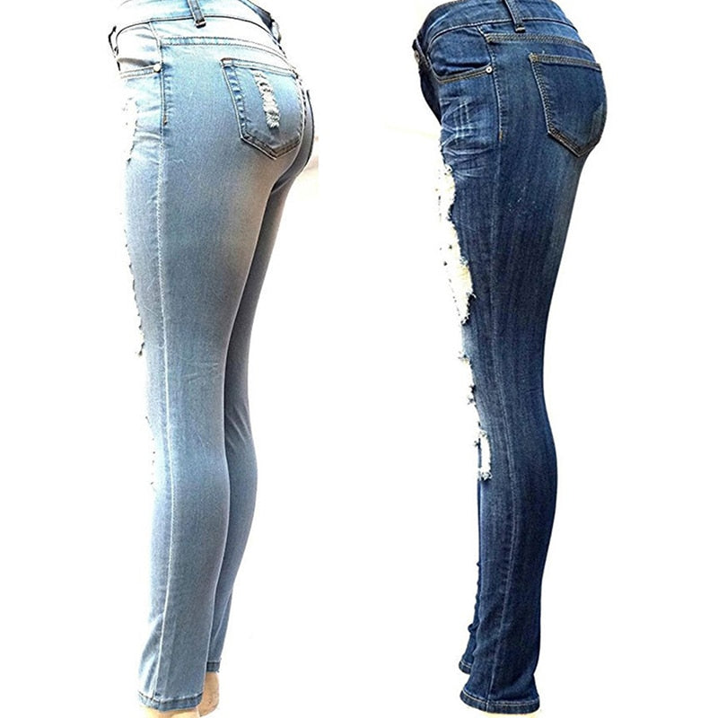 Woman’s Fashion Ripped Cotton Jeans