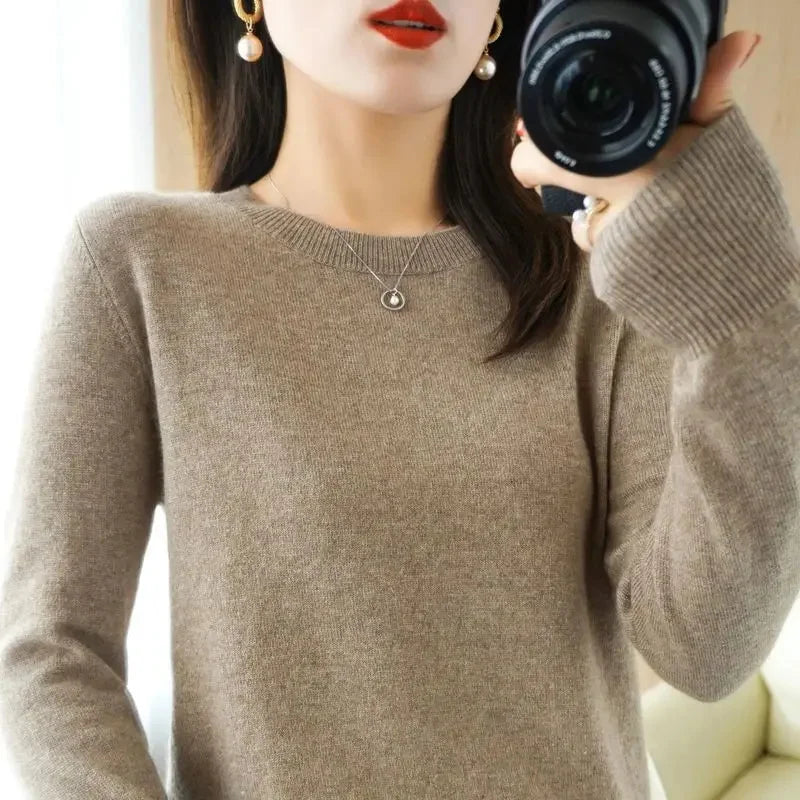 Sweaters Women Casual O-neck Solid Jumpers Pullovers Spring Autumn Sweater Winter Warm Knitwear Bottoming Shirt