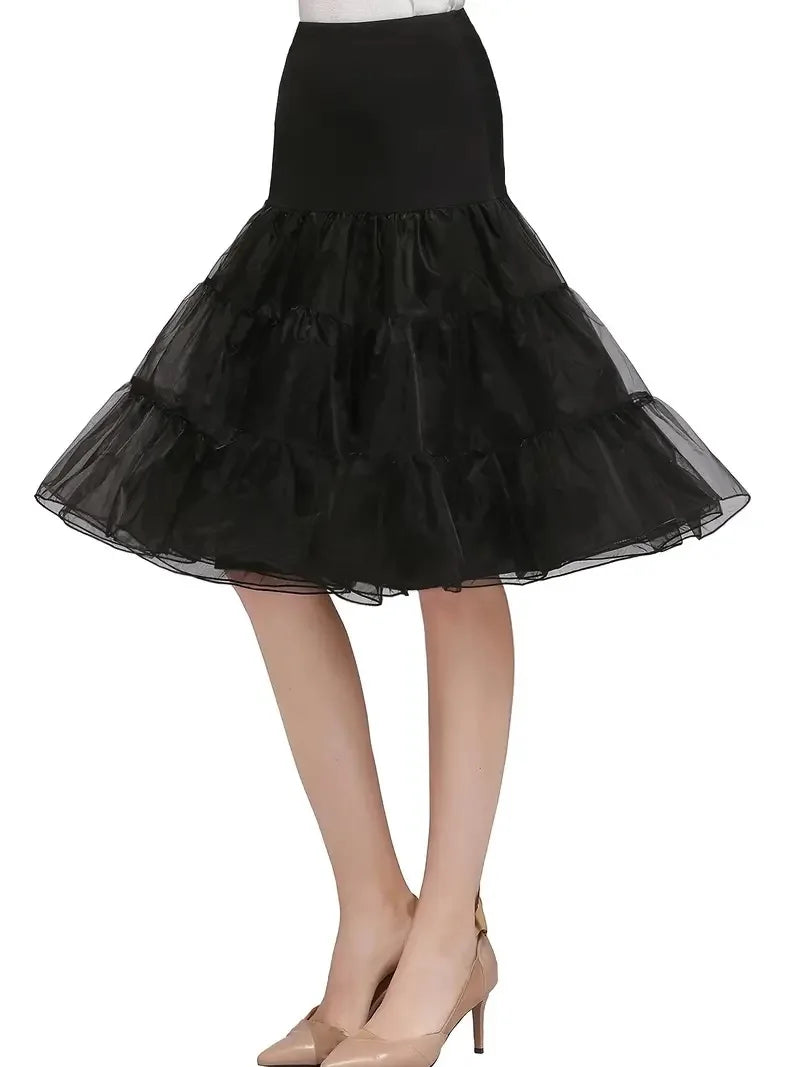 Women's 50S Vintage Tulle Petticoat Half Slip Tutu Underskirt