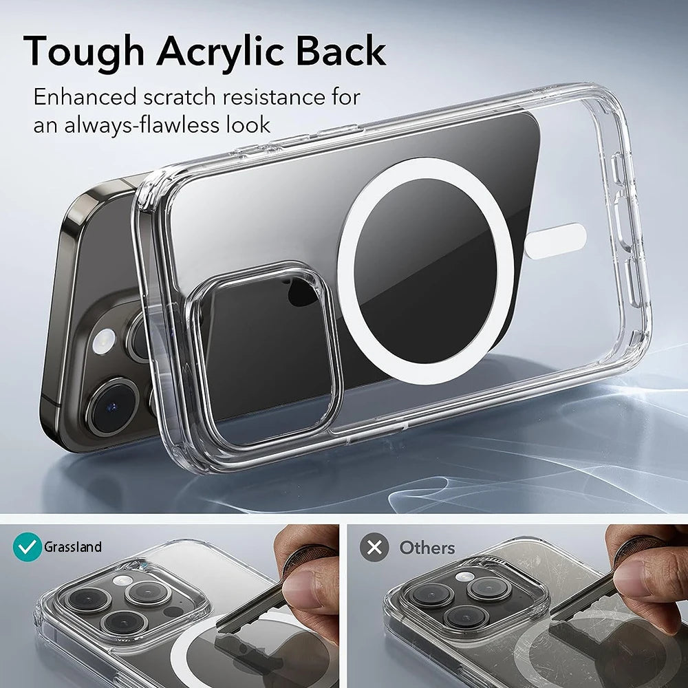 Luxury Magnetic Wireless Charge For Magsafe Case for iPhone 15 14 13 12 11 Pro X XR XS Max 7 8 Plus Back Cover Transparent Case