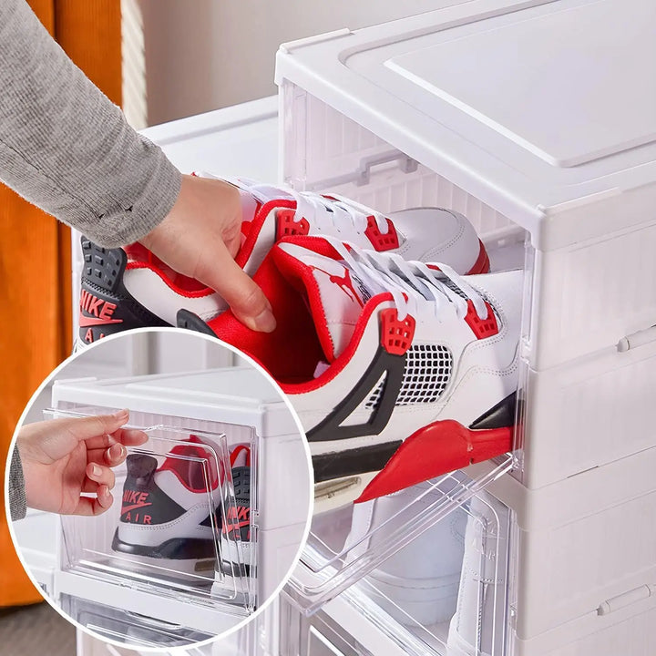 3/6 Layers Shoe Organizers Rack Shelf Foldable Shoes Box Thickened Plastic Sneaker Shoe Storage Box Dustproof Stackable Cabinet