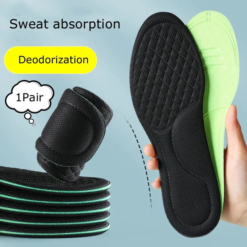 Sports Deodorant Insoles for Shoes Soft Comfortable Running Breathable Shock Absorption Insole for Feet Men Women Shoe Sole Pads