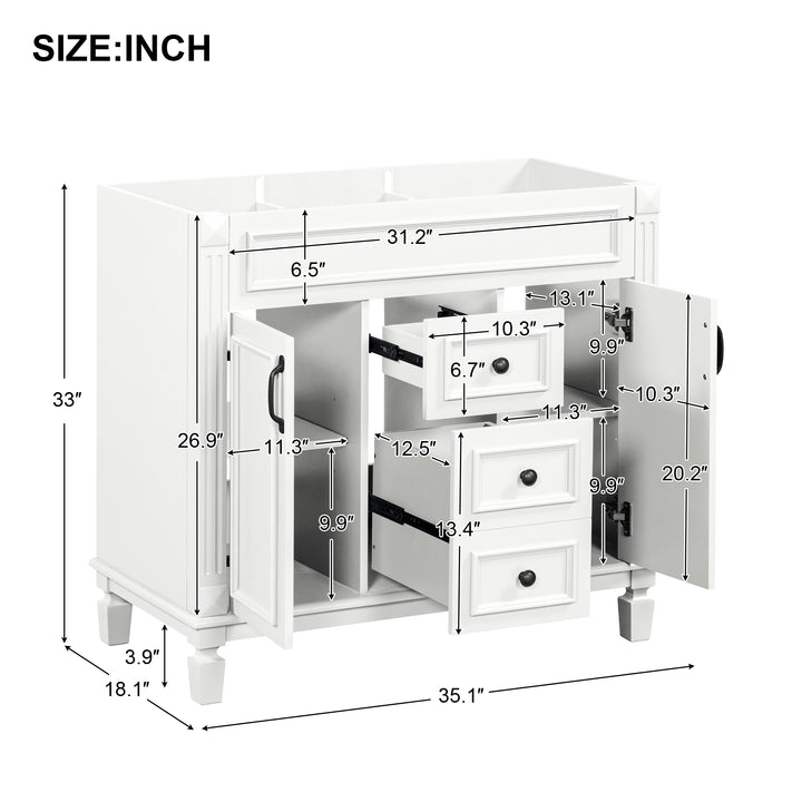 36'' Bathroom Vanity without Top Sink Cabinet only Modern Bathroom Storage Cabinet with 2 Soft Closing Doors and 2 Drawers