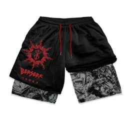 Anime Gym Shorts Men Women Naruto One Piece Nika Luffy 3D Print 2 In 1 Quick Dry Breathable Sports Training Compression Shorts