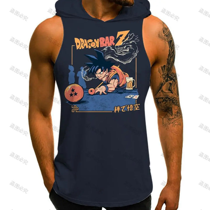 Vest With Hood Goku Dragon Ball Z Gym Clothing Men Fashion Sleeveless Vests New Men's Clothes Streetwear Harajuku Style 2022