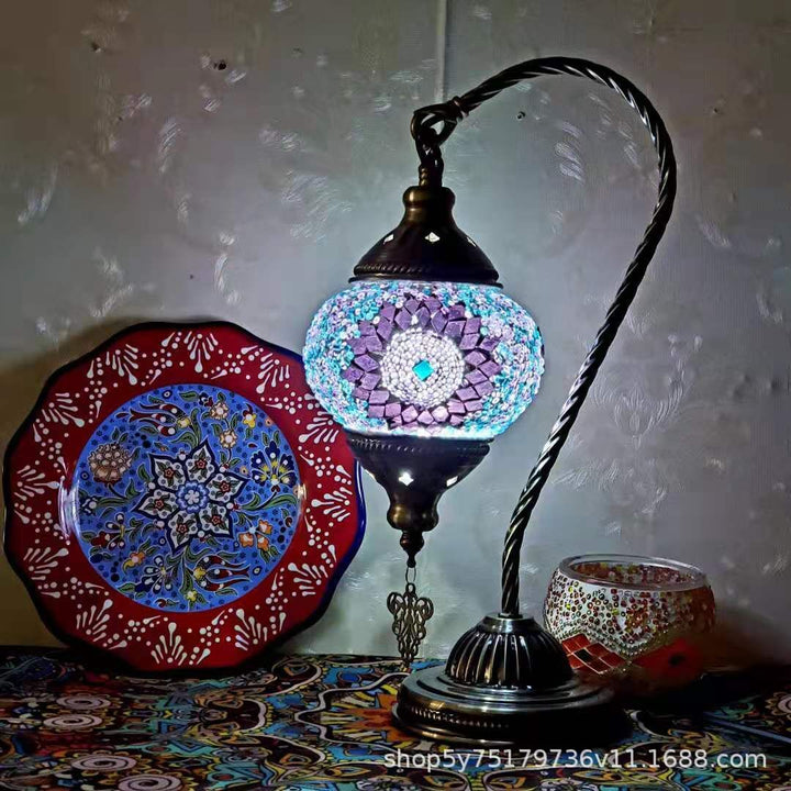 Exotic Moroccan retro mosaic study bedside Little Swan Cafe dressing table coffee table decorative lamp