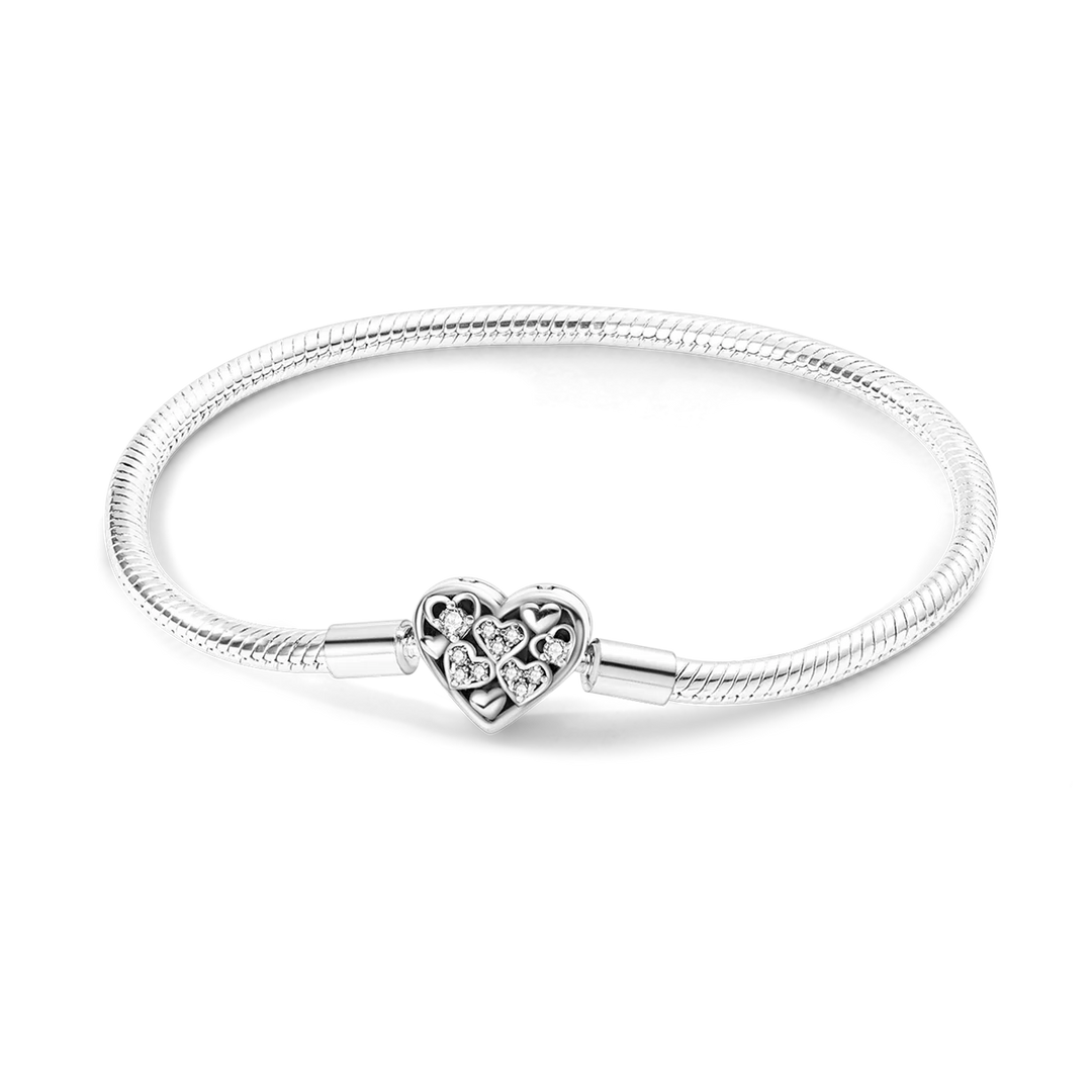 Silver Plated Stars Heart Shape Butterflies Clover Clasp Bracelet for Women Fit Original Charms Beads DIY Making Gift