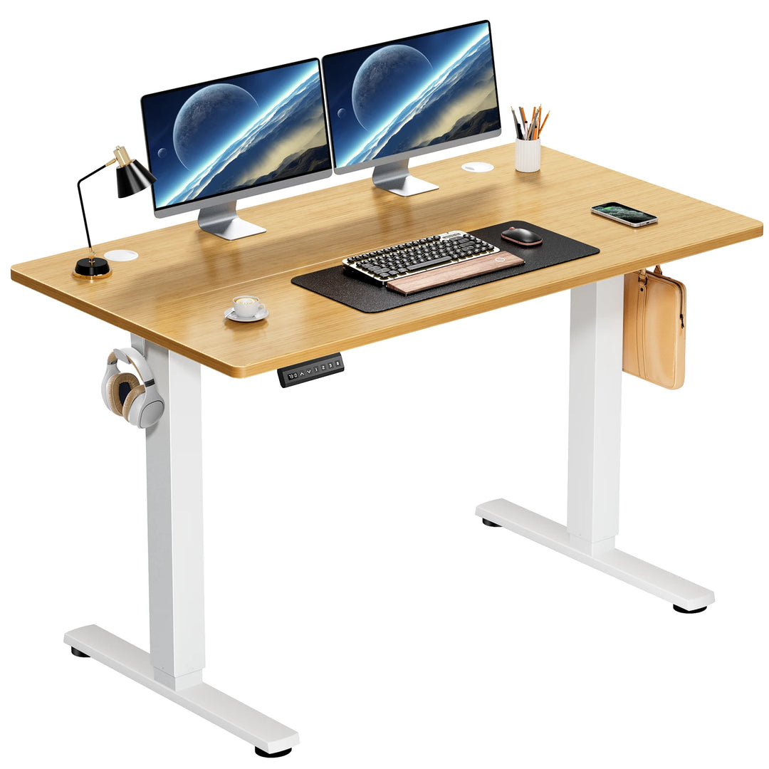 JHK Electric Standing Desk Height Adjustable 40x24 Inch Stand Up Sit Stand Computer Workstation Ergonomic Work Table  Oak