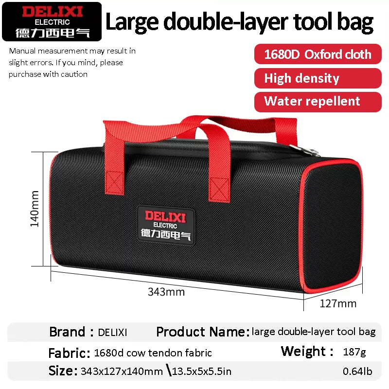 DELIXI ELECTRIC Tool Bag Oxford Cloth Portable Storage Bag, Professional Electrician and Carpenter Repair, Home Storage, HandBag