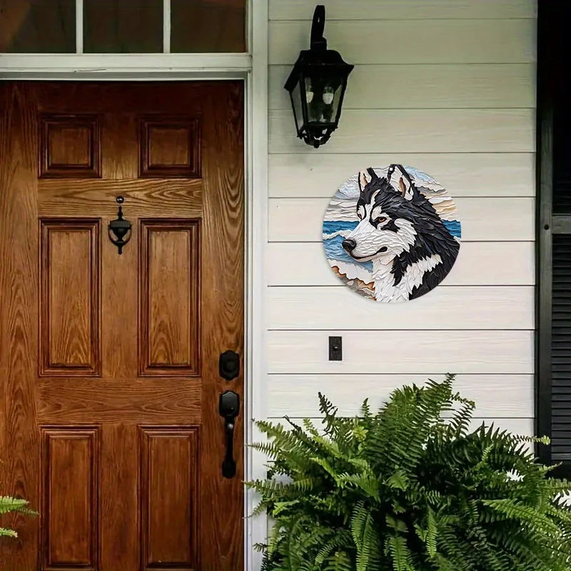 Black/White Huskies Decorative Aluminum Picture