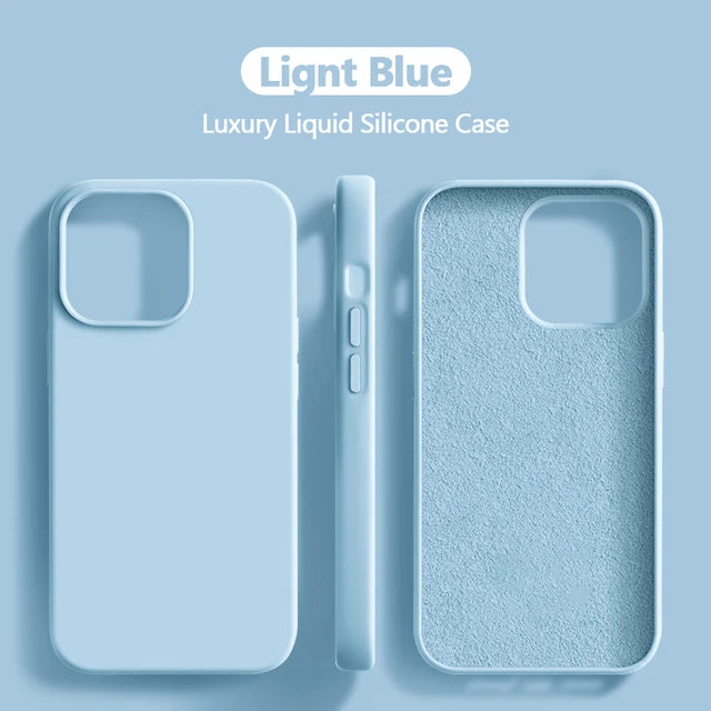 Liquid Silicone Case For iPhone 11 14 13 12 15 Pro Max Phone Cases For iPhone 13 12 Mini 14 15 7 8 Plus X XR XS Shockproof Cover