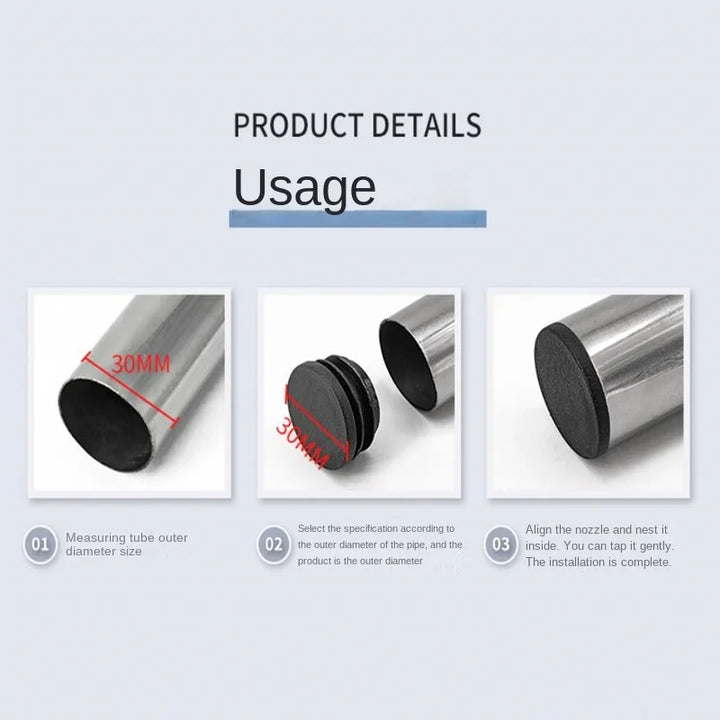 Black Round Plastic Blanking End Cap Tube Pipe Inserts Plug Bung Insert Stopper For Chair Leg Pipe tapon tubo redondo