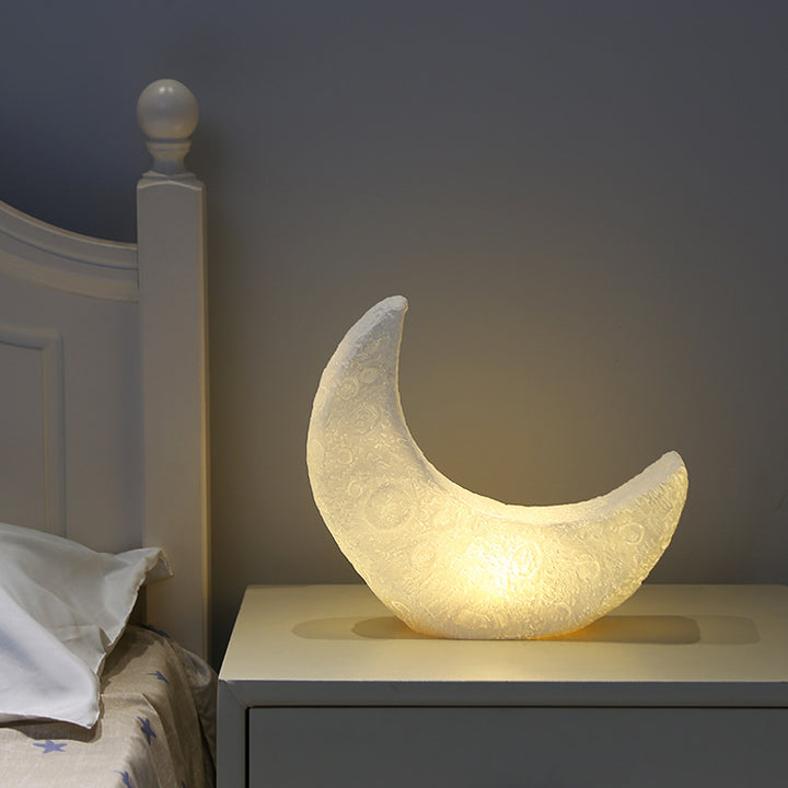 Internet celebrity ins moon night light warm atmosphere decorative ornaments resin moon table lamp simple bedroom bedside lamp