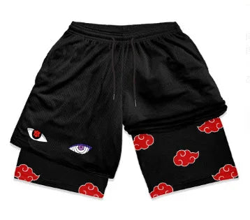 Anime Gym Shorts Men Women Naruto One Piece Nika Luffy 3D Print 2 In 1 Quick Dry Breathable Sports Training Compression Shorts