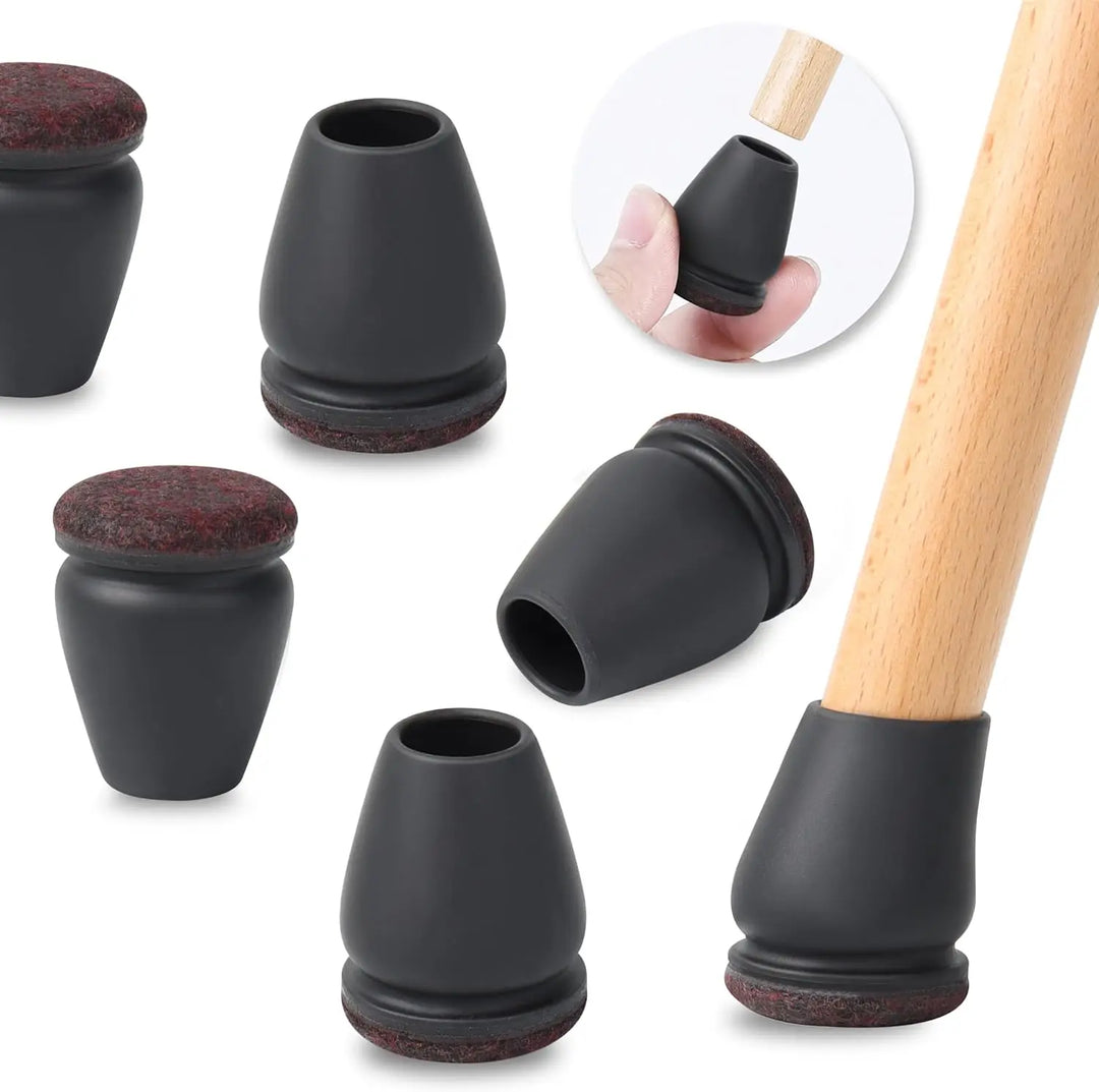 Non Slip Wear Resistant Silicone Chair Caps (Black/Brown)