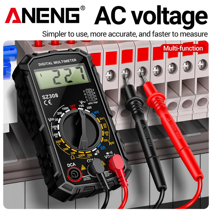 ANENG SZ308 Tester 1999 Counts Multitester HFE Triode Square Wave Multimeter Voltmeter Meter 10A  Current Multimeters Test Tools