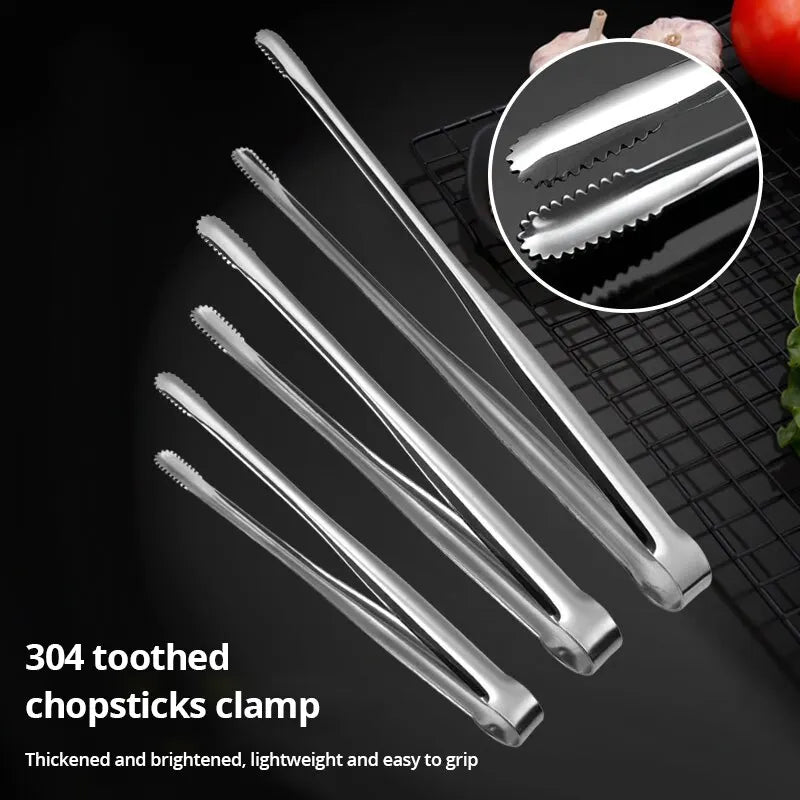 304 Stainless Steel Barbecue Clip Grill Tongs Meat Cooking Utensils (1pc)