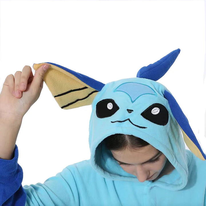 Vaporeon Onesie For Adults Pokemon Halloween Cosplay Costume Women One-Piece Kigurumi Pajamas Men Christmas Full Body Pijama