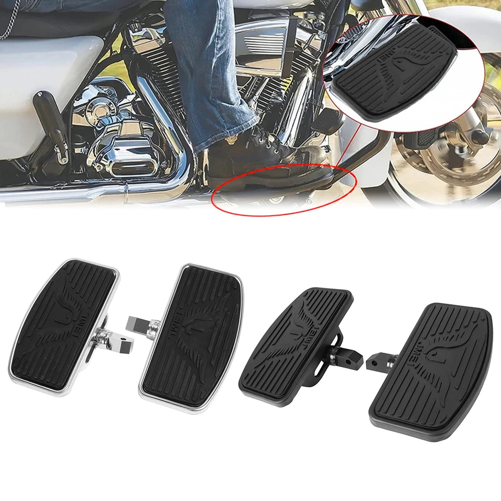 Black Motorcycle Adjustable Floorboard Front Footboards Driver Footrest Pad Steel For Honda VTX1300 VTX1800 Suzuki VL400 C50