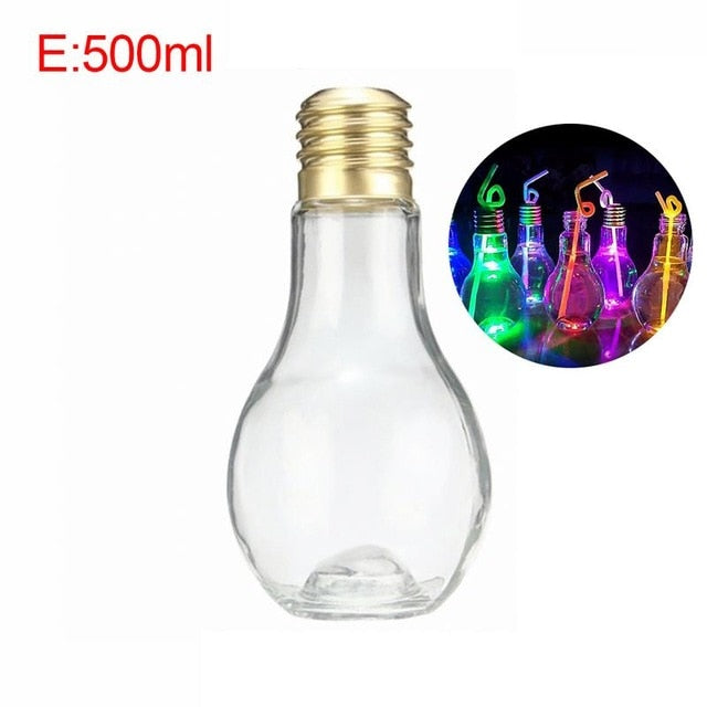 Light Bulb Fruit Juice Bottles Portable Cute Juicer Milk Water Bottle Colorful Drink-ware