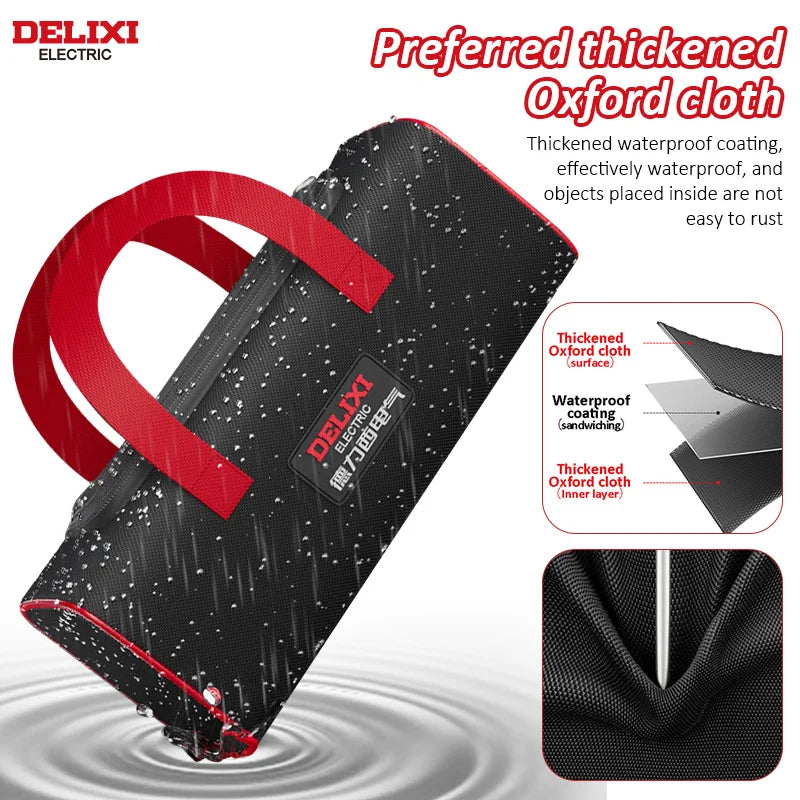 DELIXI ELECTRIC Tool Bag Oxford Cloth Portable Storage Bag, Professional Electrician and Carpenter Repair, Home Storage, HandBag