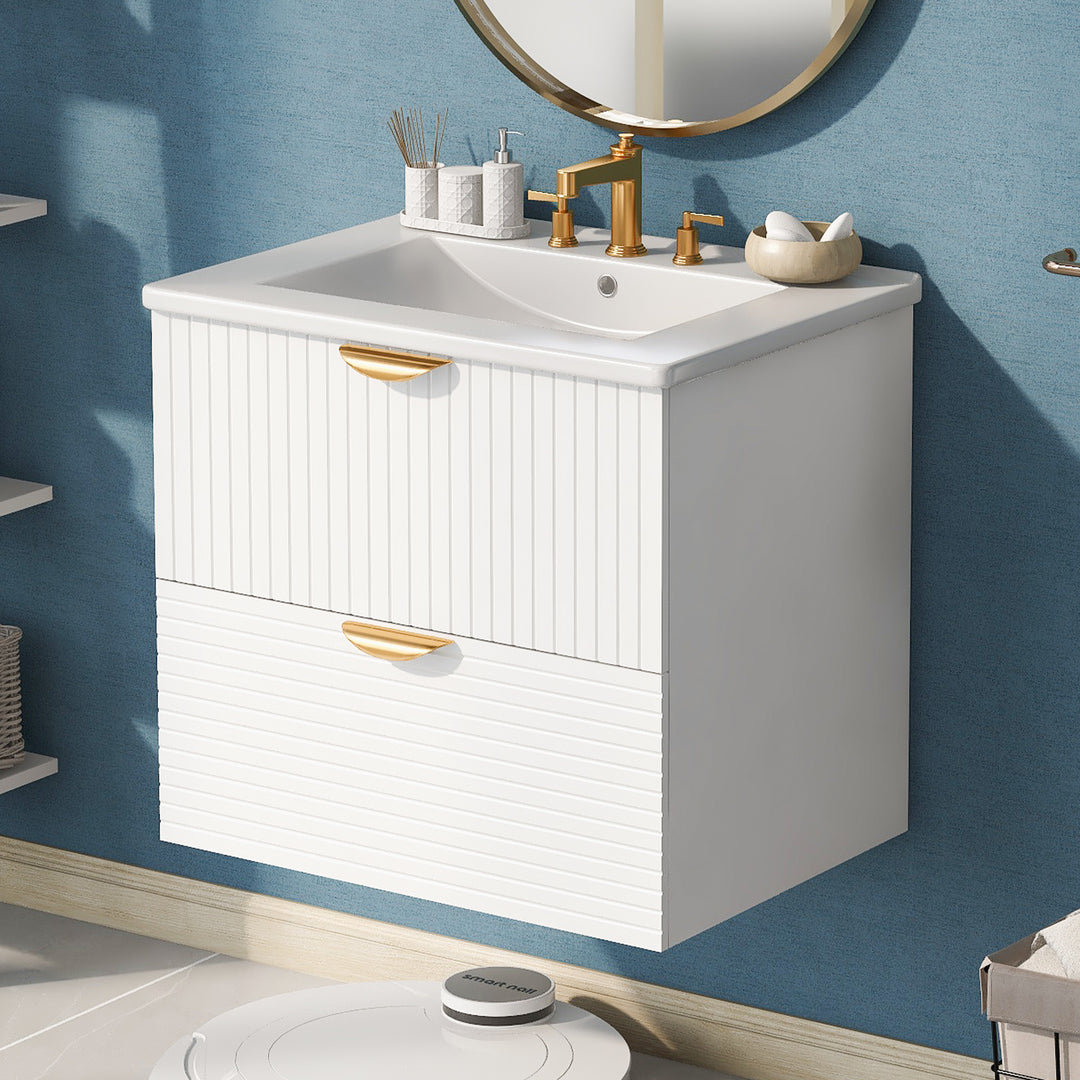 Modern 24-Inch 2 Drawer Wall Mounted Bathroom Cabinets