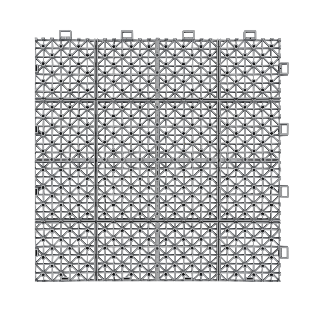 12x12 Inch Gray Interlocking Waterproof Snap on Deck Tiles Rose Pattern (Packs of 12)