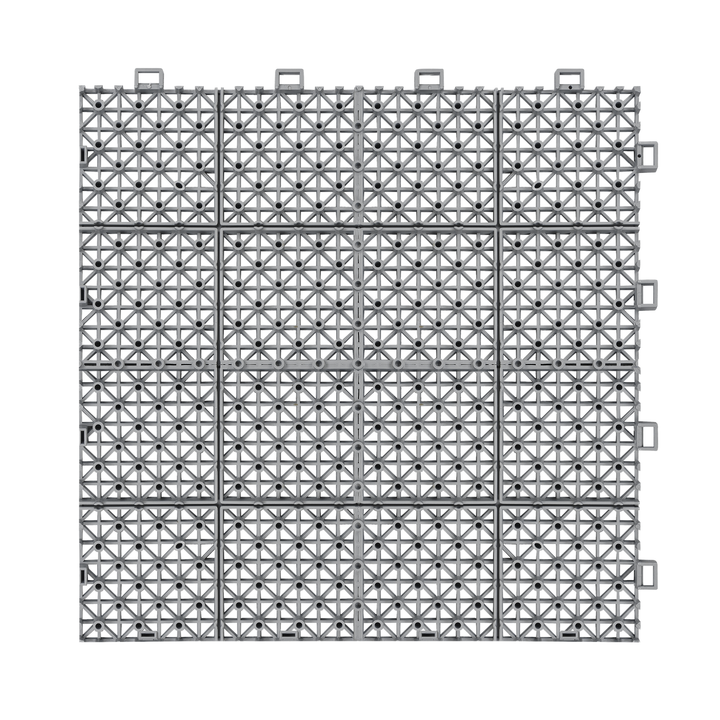 12x12 Inch Gray Interlocking Waterproof Snap on Deck Tiles Rose Pattern (Packs of 12)