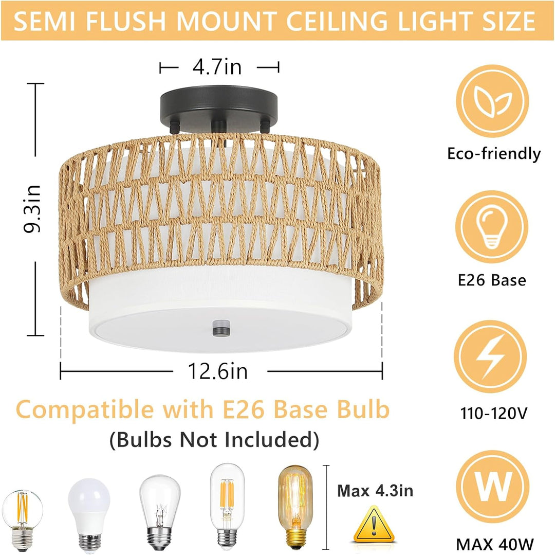 3-Shade Woven Ceiling Light