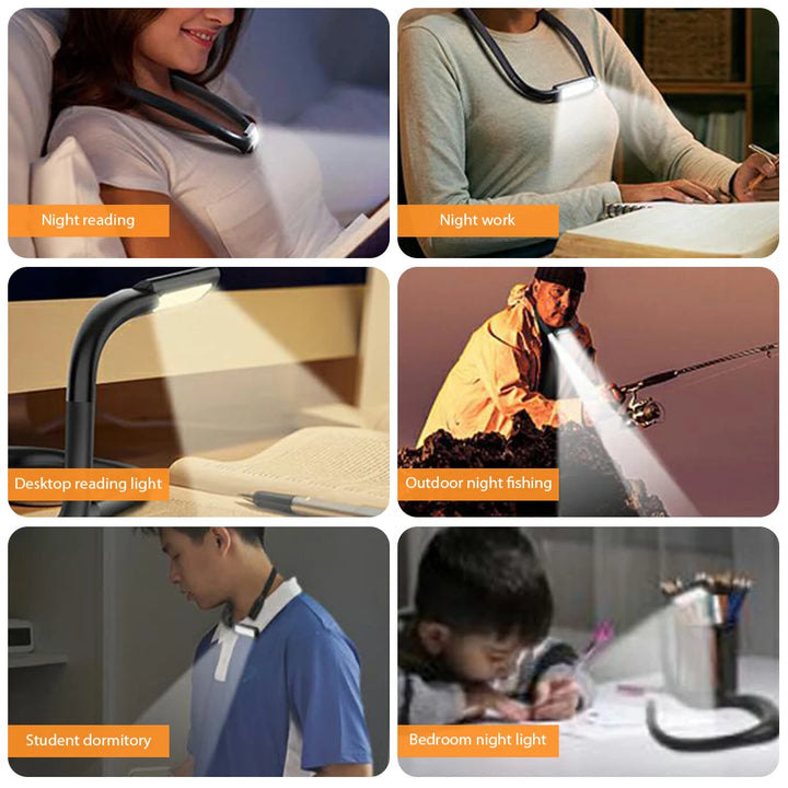 Neck Reading Light Book Lights Reading in Bed Bendable Long Lasting Portable USB Rechargeable Novelty Flexible LED Book Lighting