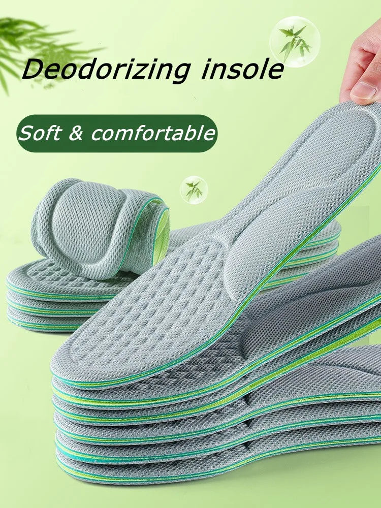 Sports Deodorant Insoles for Shoes Soft Comfortable Running Breathable Shock Absorption Insole for Feet Men Women Shoe Sole Pads