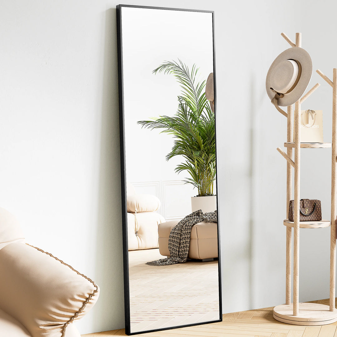 JHK 64"x21" Full Length Mirror Standing Hanging or Leaning Wall-Mounted Mirrors with Stand Aluminum Alloy Frame For Living Room