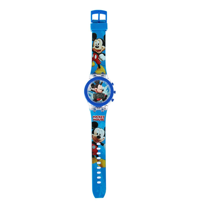 Flash Light Spiderman Kids Watches For Boys Cartoon Hello Kitty Mickey Children Watch Girls Student Clock Gifts free shipping