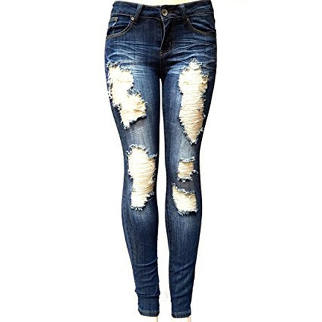 Woman’s Fashion Ripped Cotton Jeans