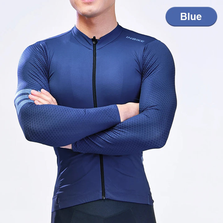 INBIKE Men’s Cycling Long Sleeve Breathable MTB Clothing Bicycle Jersey for Men Road Bike Top Shirts with Pocket Cycling Clothes