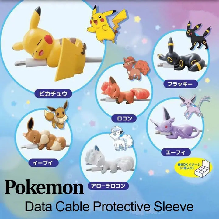 Pokemon Pikachu Data Cable Protective Sleeve Fashion Cartoons Figure Buckle Usb Charging Cable Thread Bite Protective Cover Toys