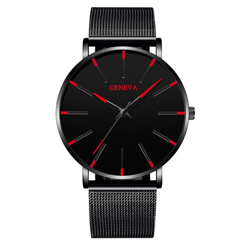 Fashion Ultra-thin Men Business Watches Steel Mesh Band Male's Quartz Watch Relogio Masculino