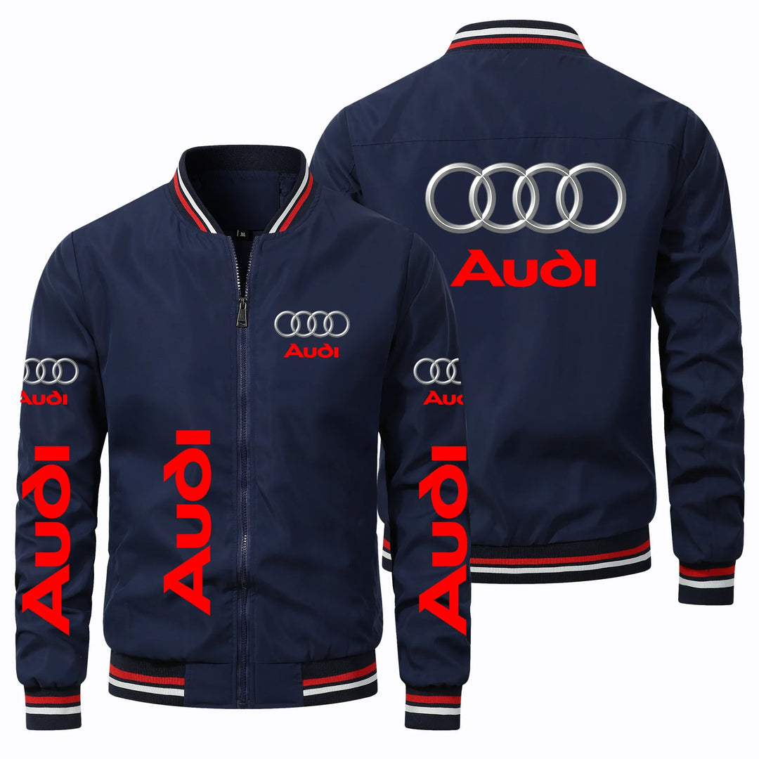 Motorcycle Jacket Audi Car Logo Printed Biker Jacket Fashion Racing Team Uniform Oversized Audi Clothing Bomber Jacket Man S-5XL