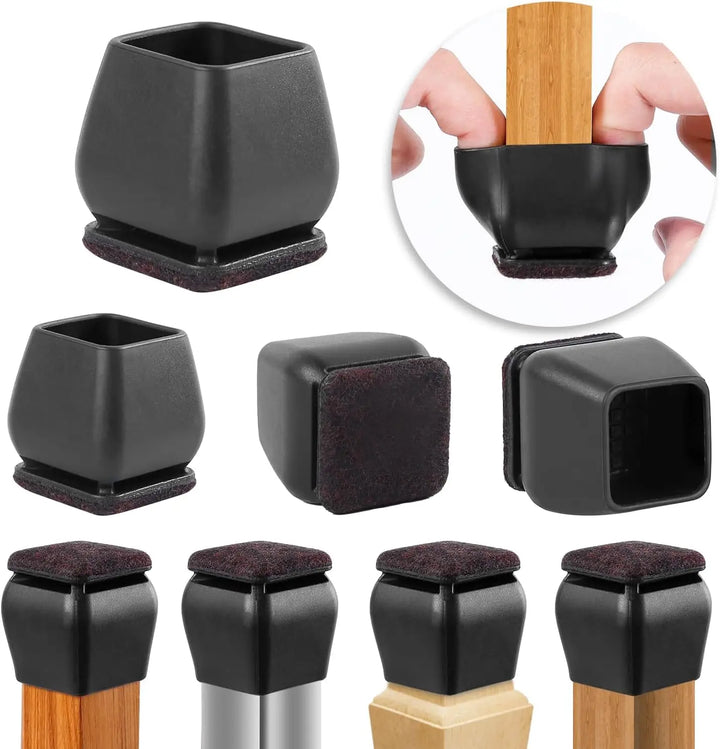 Non Slip Wear Resistant Silicone Chair Caps (Black/Brown)