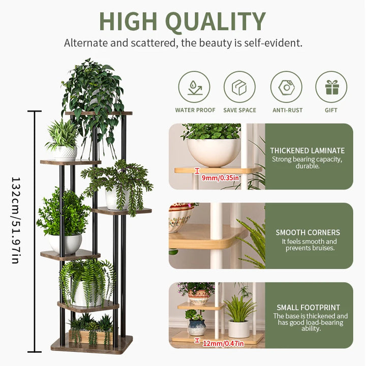 Plant Stand Stand For Flowers Wooden Storage Shelf 4/5/6 Tier Flower Shelf Planter Rack Indoor Display Stand Multiple Flower Pot