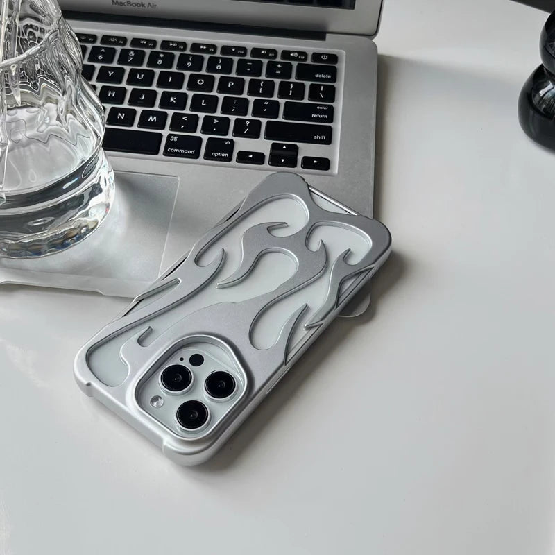 Fashionable Hollow 3D Flame Pattern Mobile Phone Case for iPhone 15 13 12 11 14 Pro max 15 Plus Ultra-Thin