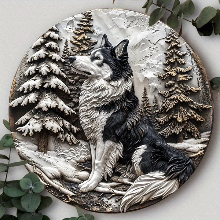 Aluminum Metal Sign, Club, Bar, Cafe Decorative Wall Sign - Cute Dog Gift Mask Theme Round Aluminum Metal Plates