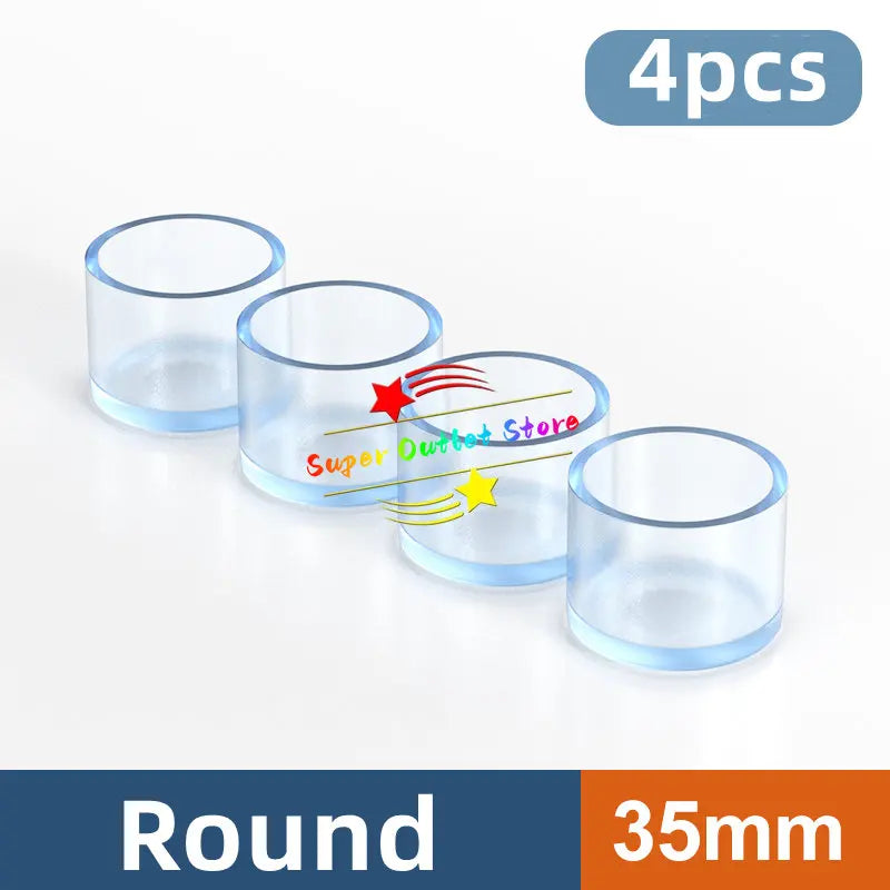 Transparent Chair Leg Caps Rubber Feet Protector Pad Furniture Table Covers Socks Plugs Cover Furniture Leveling Feet Home Decor