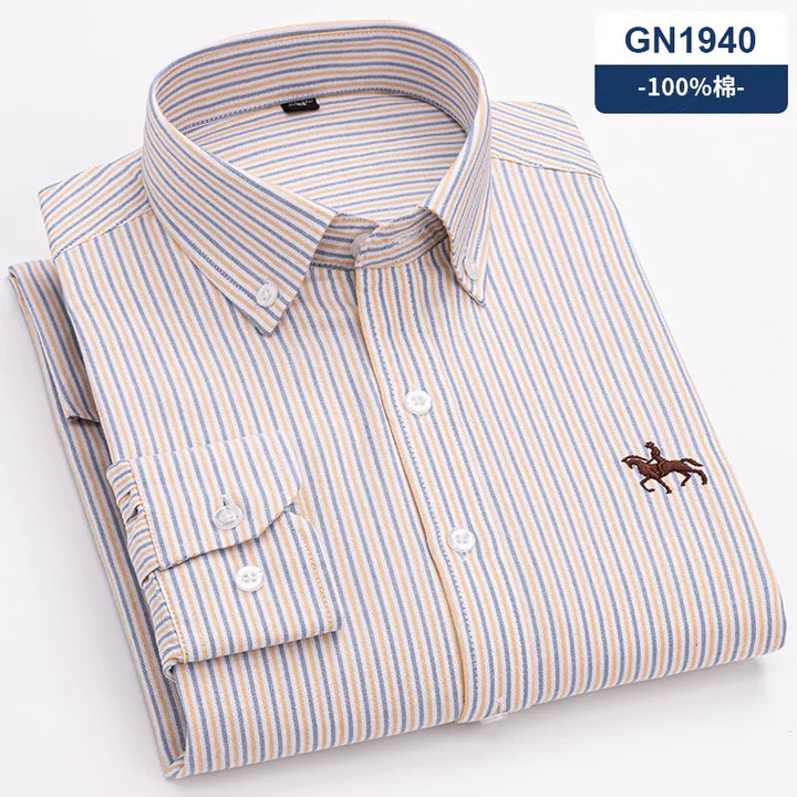 S~6XL Large Size 100% Cotton Oxford Men's Shirt Long Sleeve Soft Formal Business Office Fashion Casual Quality Men's Clothing