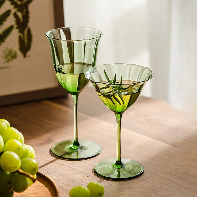 Handmade Vintage Green Crystal Glass Martini/Wine/Champagne (200-300ml)