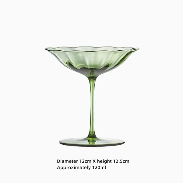 Handmade Vintage Green Crystal Glass Martini/Wine/Champagne (200-300ml)