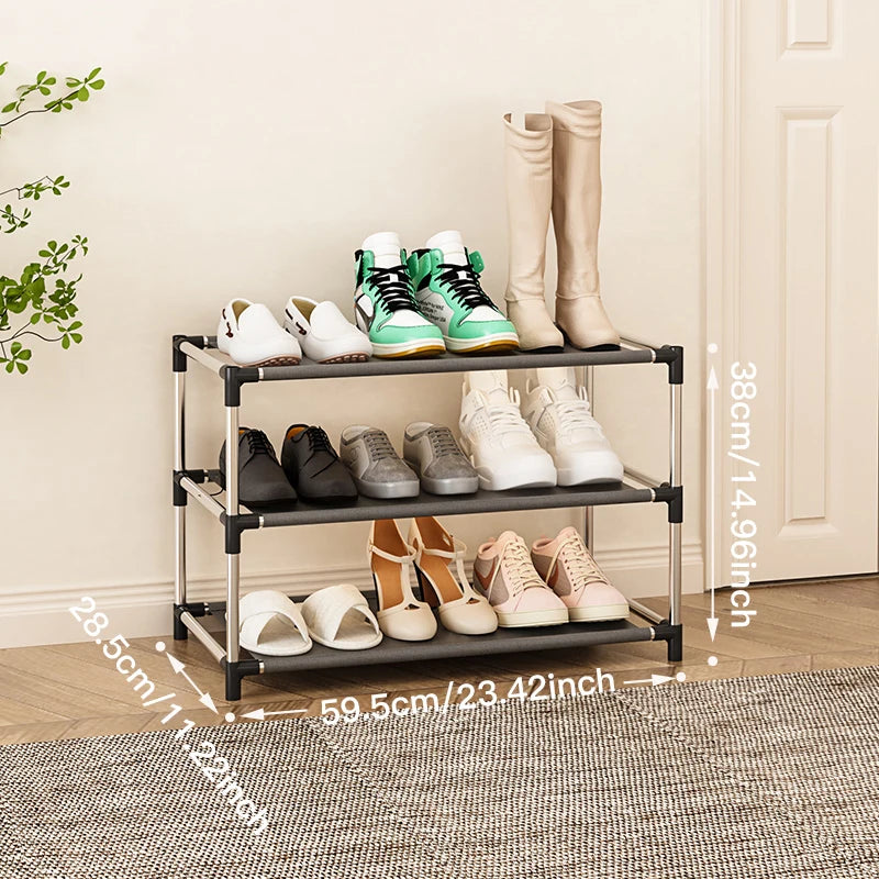 Fashion shoe rack metal simple shoe rack shoe storage rack bracket space saving living room black shoe rack